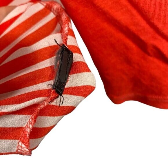 Express Coral Striped Top 3/4 Sleeve Top Shirt Size M - Picture 5 of 10